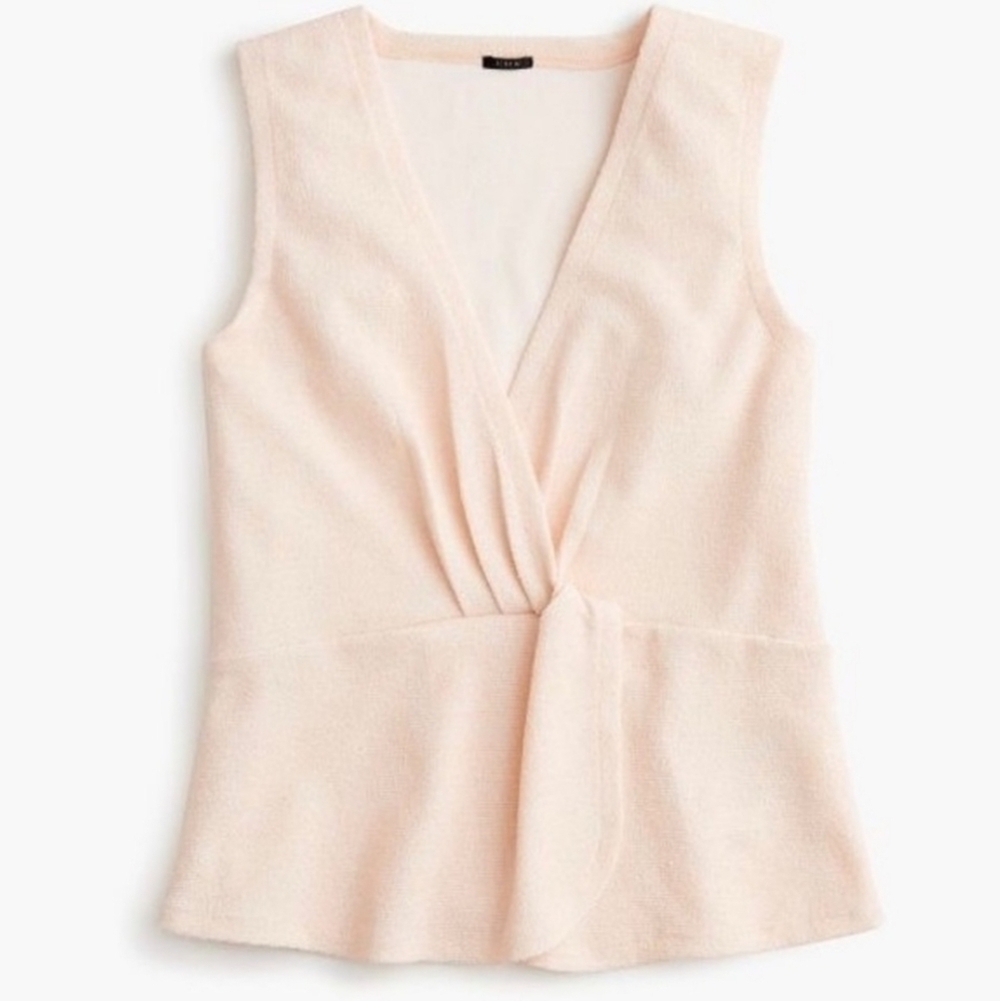 J. Crew 365 Pink Boucle Knot & Peplum Tank Top Size Small